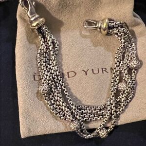 David Yurman Silver Multi-Strand Bracelet with Sparkling Accents